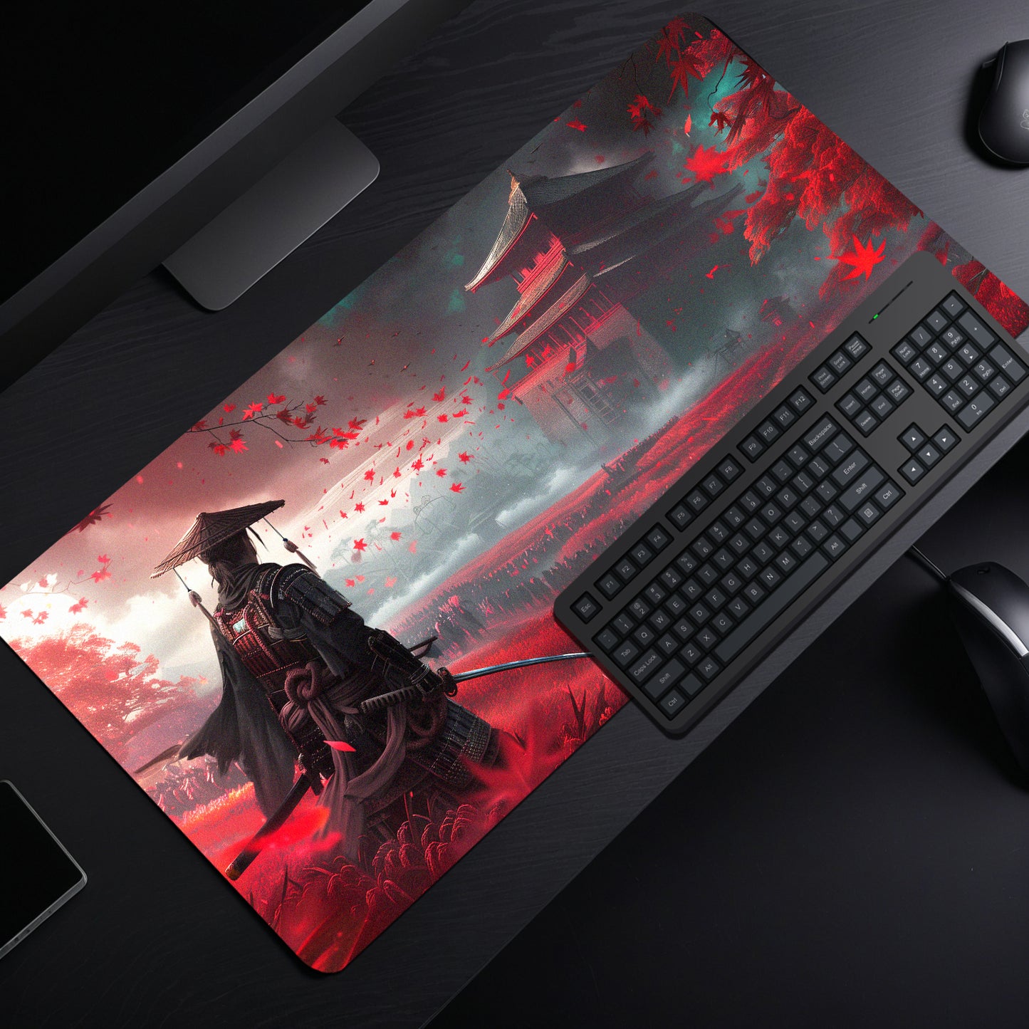 GHOST OF TSUSHIMA SAMURAI MOUSE PAD (23 X 11 INCHES) - GAMING MOUSE PAD | RUBBER BASE DESK MAT