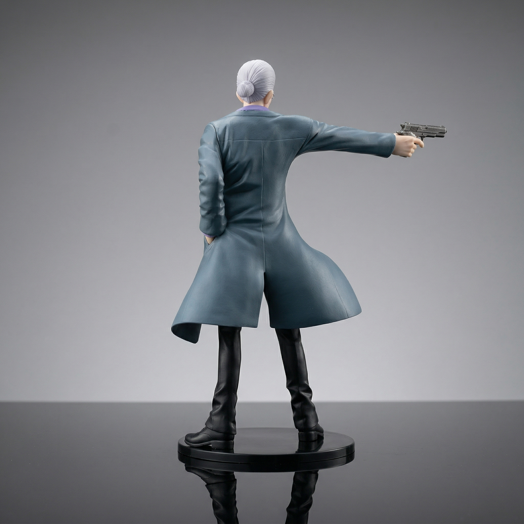 Sakamoto Anime Action Figure with Gun Pose | Premium Collectible Statue | Detailed Finish | Display Model for Fans