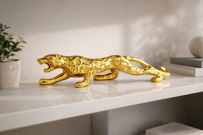 Golden Jaguar Showpiece (25 cm) - Symbol of Power, Speed & Success | Premium Home & Office Décor Gift