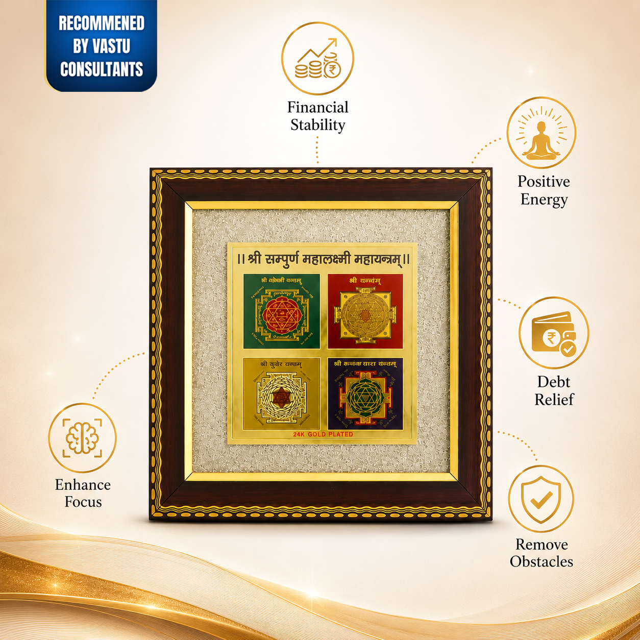 Shree Sampurna Mahalakshmi Maha Yantra Frame - Vastu & Success Decorative Frame