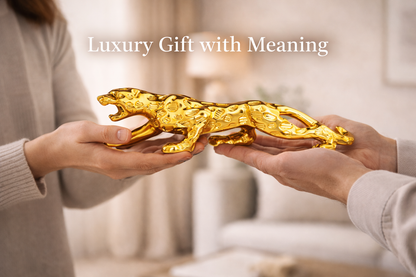 Golden Jaguar Showpiece (25 cm) - Symbol of Power, Speed & Success | Premium Home & Office Décor Gift