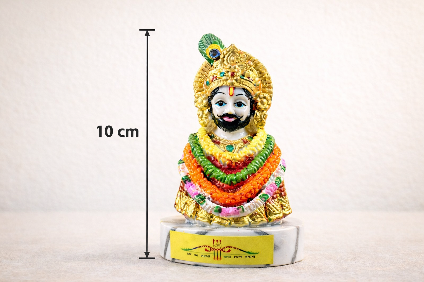 Khatu Shyam Ji Idol 10 cm - Premium Marble Finish Murti | Auspicious Gift for Home, Temple, Car Dashboard & Festive Gifting