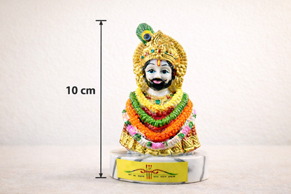Khatu Shyam Ji Idol 10 cm - Premium Marble Finish Murti | Auspicious Gift for Home, Temple, Car Dashboard & Festive Gifting