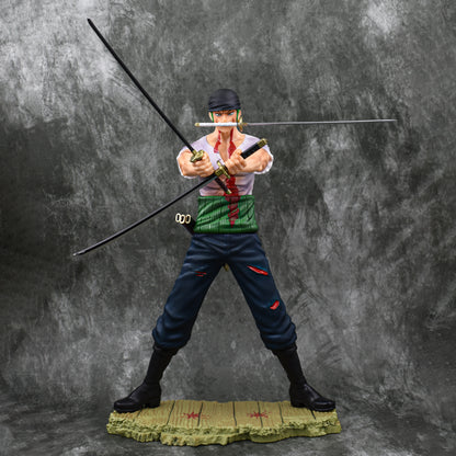 RORONOA ZORO THREE SWORD STYLE ICONIC ACTION FIGURE WIHT 2 REPLACEABLE HEADS (28 CM HEIGHT) - ONE PIECE