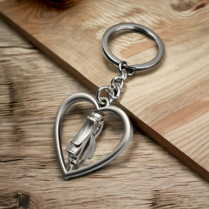 Silver Metal Couple I Love You Rotating Valentine Couple Keychain | Valentine Couple Gift Keyring For Girlfriend/boyfriend