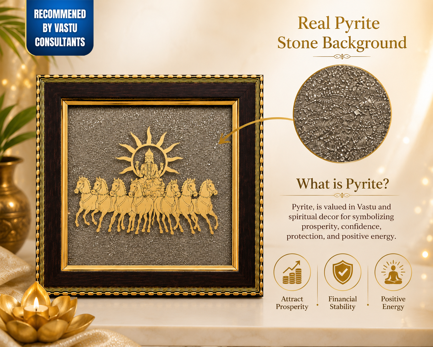 Surya Dev 7 Horses Prosperity Wall Frame - Vastu & Success Decorative Frame