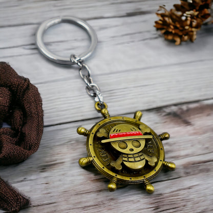 Luffy Pirate Skull Metal Rotating Keychain - One Piece
