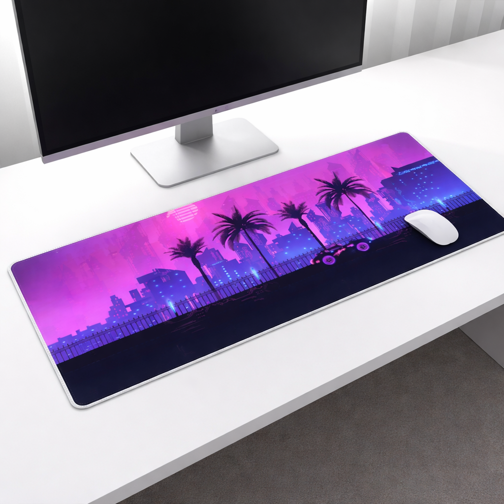 CYBERPUNK CITY MOUSE PAD (31 X 12 INCHES) - GAMING MOUSE PAD | RUBBER BASE DESK MAT