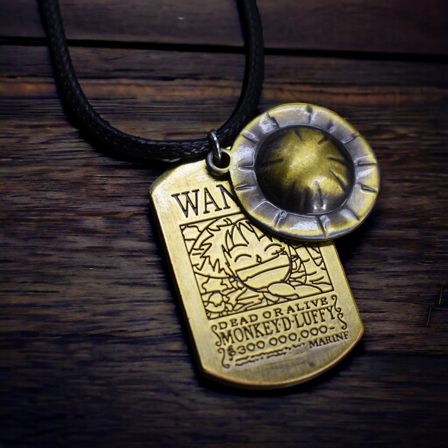 Monkey D. Luffy Wanted Metal Pendant Adjustable Necklace (Unisex) - One Piece