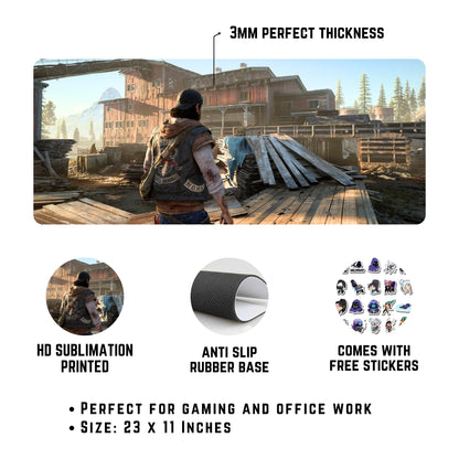 Days Gone Mouse Pad (23 X 11 Inches) - Gaming Mouse Pad | Rubber Base Desk Mat