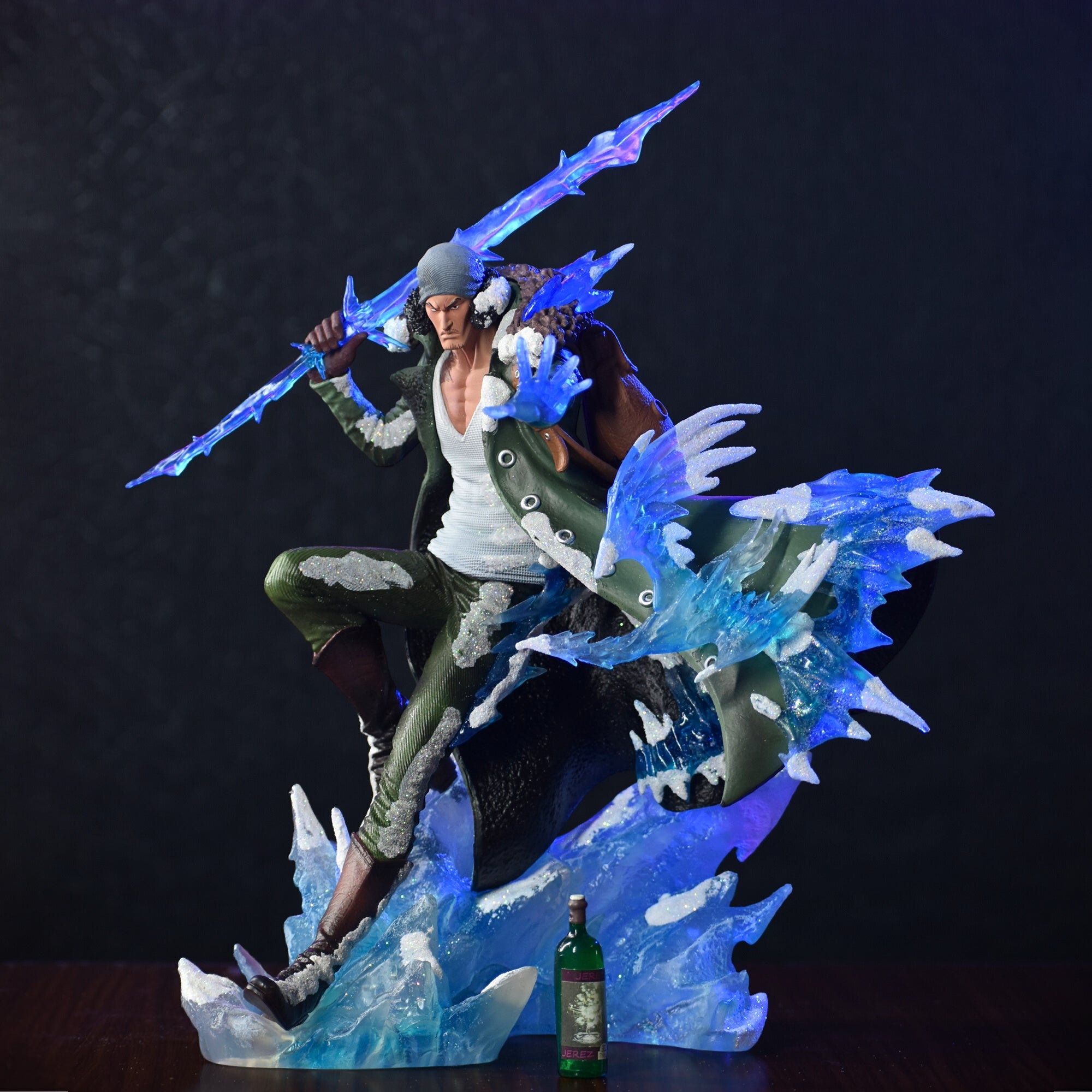 One Piece Aokiji Kuzan Premium Action Figure | Replaceable Head & Hands | LED Glowing Ice Base Anime Collectible Statue