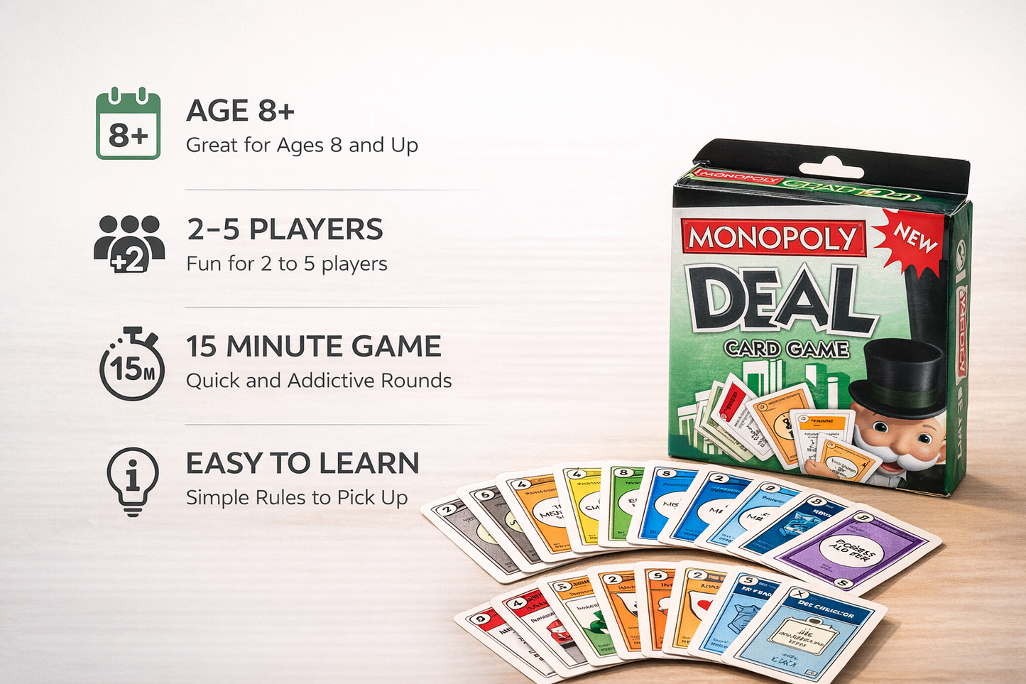 Monopoly Deal Card Game – Fast Fun Family Strategy Game