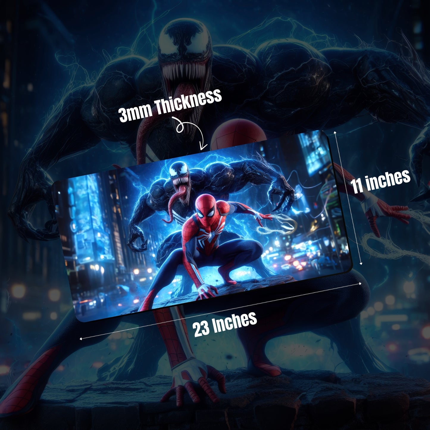 SPIDERMAN & VENOM MOUSE PAD (23 X 11 INCHES) - GAMING MOUSE PAD | RUBBER BASE DESK MAT