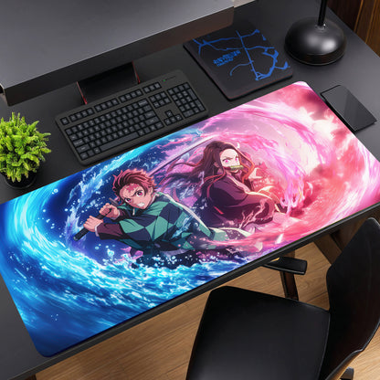 TANJIRO AND NEZUKO DUO DESK MAT (31 X 12 INCHES) - GAMING MOUSE PAD | RUBBER DESK MAT