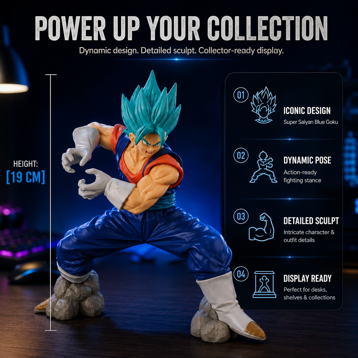 VEGITO BLUE ACTION FIGURE DRAGON BALL Z | 19 CM