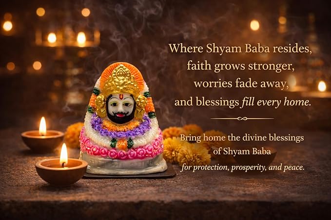 Khatu Shyam Ji Marble Idol – Colorful Spiritual Home Décor Murti