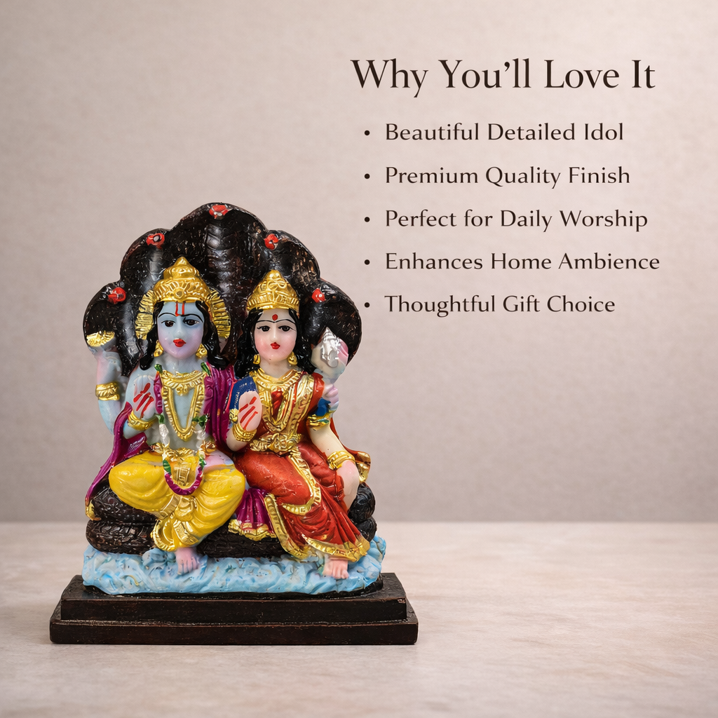 Lord Vishnu Lakshmi Idol on Sheshnaag - Premium Detailed Spiritual Murti