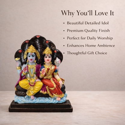 Lord Vishnu Lakshmi Idol on Sheshnaag - Premium Detailed Spiritual Murti
