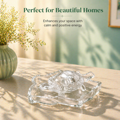 Crystal Glass Turtle Showpiece - Symbol of Good Luck, Stability & Prosperity | Premium Home & Office Decor