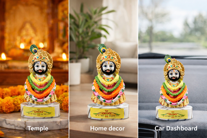 Khatu Shyam Ji Idol 10 cm - Premium Marble Finish Murti | Auspicious Gift for Home, Temple, Car Dashboard & Festive Gifting