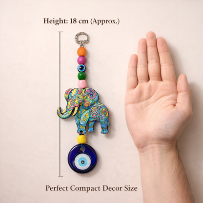 Elephant Evil Eye Hanging for Home Entrance - Good Luck & Protection Wall Decor