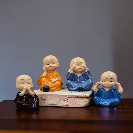 Sitting Monks Collection Pack Of 4 For Good Luck