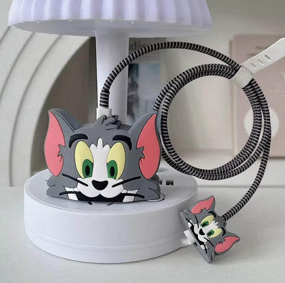Tom Cartoon Cute Iphone Charger Cover Protection Case (Silicone)