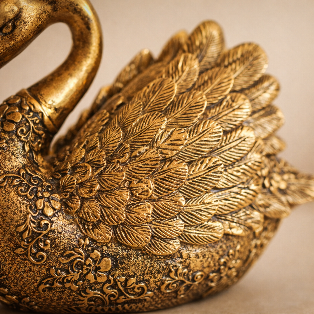 Golden Swans Love Pair - Elegant Home & Office Décor Showpiece