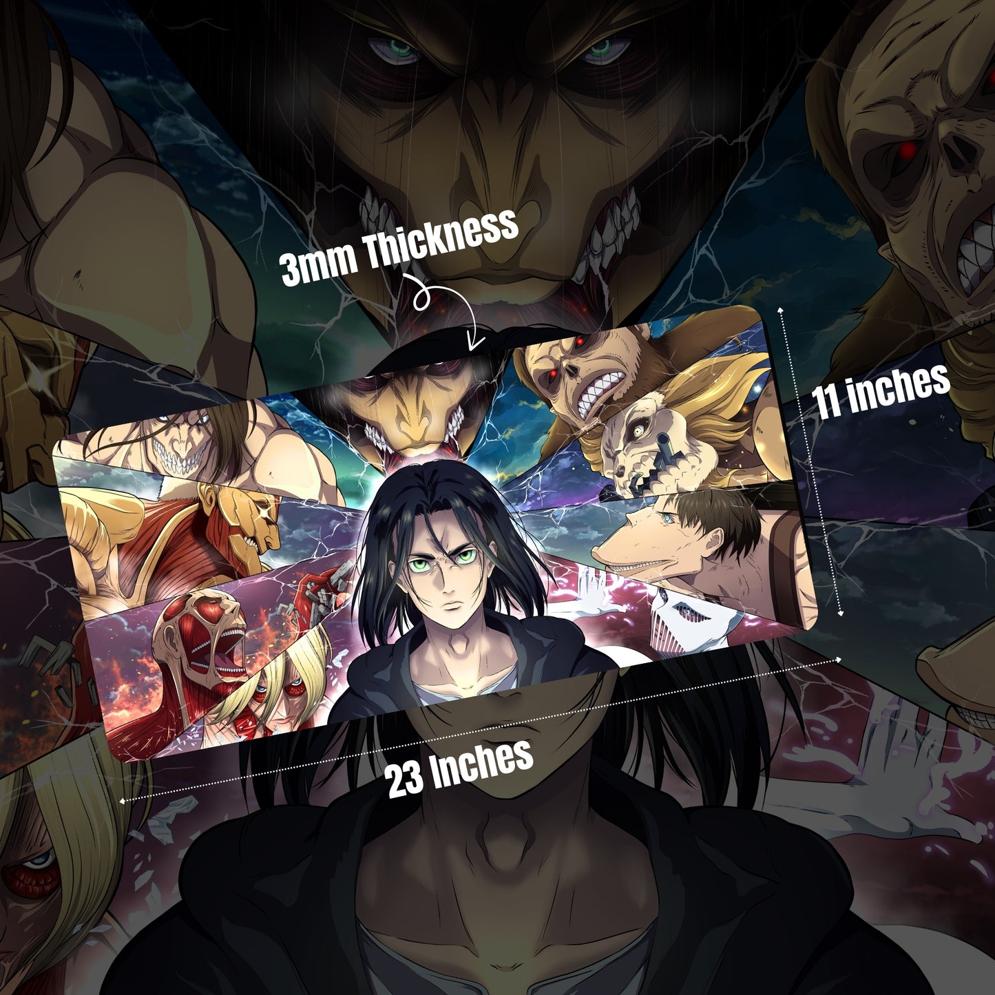 ATTACK ON TITAN - EREN YEAGER MOUSE PAD (23 X 11 INCHES) - GAMING MOUSE PAD | RUBBER BASE DESK MAT