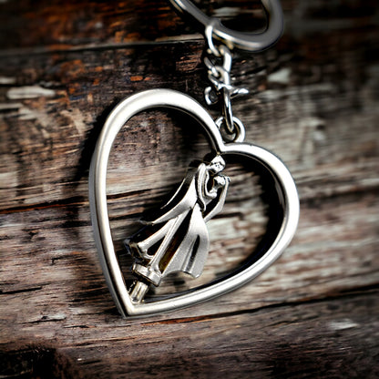 Silver Metal Couple I Love You Rotating Valentine Couple Keychain Valentine Couple Gift Keyring For Girlfriend/boyfriend