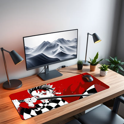 TANJIRO ICONIC DESK MAT (31 X 12 INCHES) - GAMING MOUSE PAD | RUBBER DESK MAT