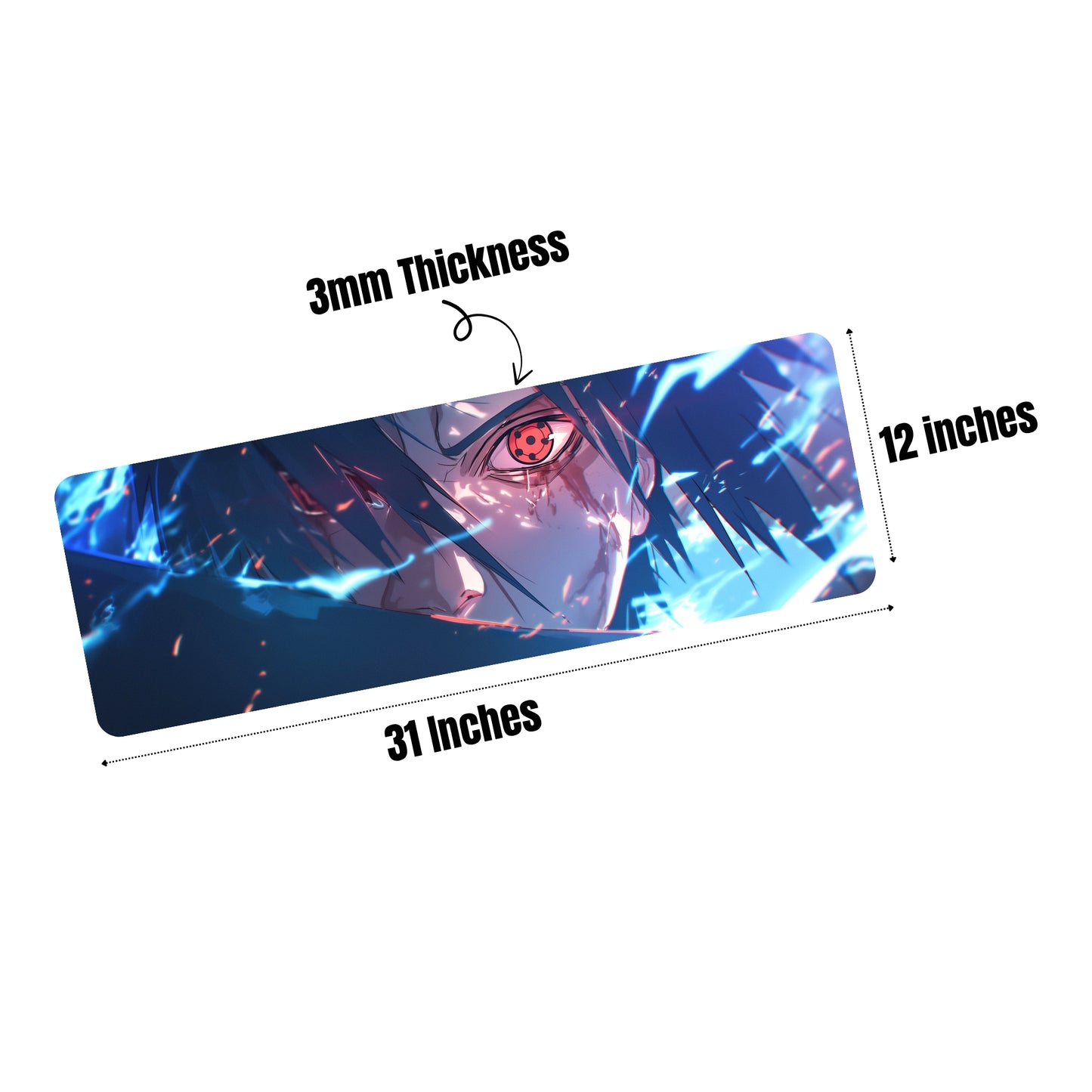 SASUKE UCHIHA SHARINGAN EYE DESK MAT (31 X 12 INCHES) - GAMING MOUSE PAD | RUBBER BASE DESK MAT