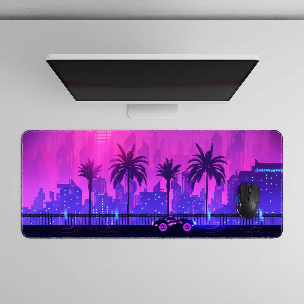 CYBERPUNK CITY MOUSE PAD (31 X 12 INCHES) - GAMING MOUSE PAD | RUBBER BASE DESK MAT