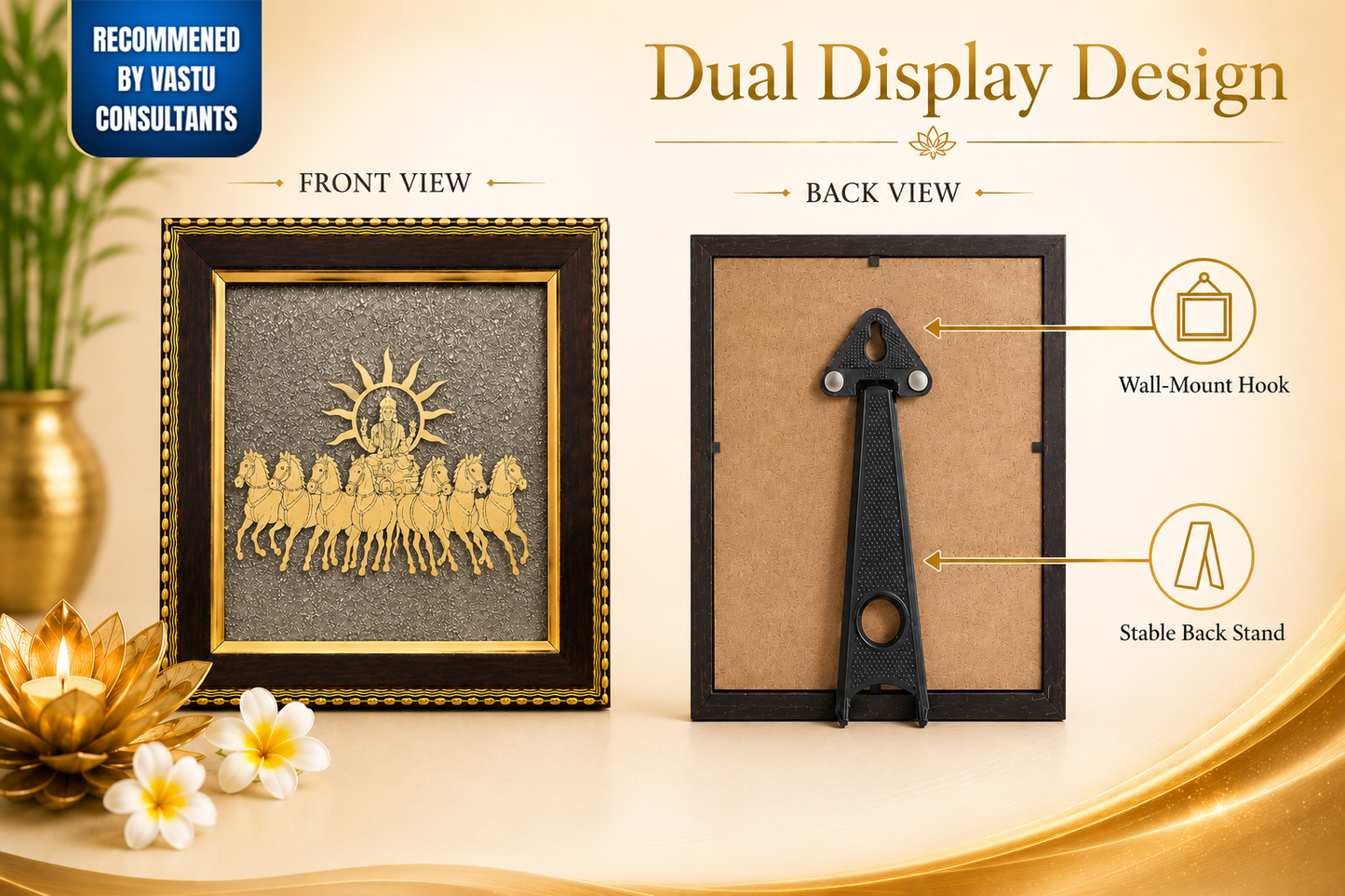 Surya Dev 7 Horses Prosperity Wall Frame - Vastu & Success Decorative Frame