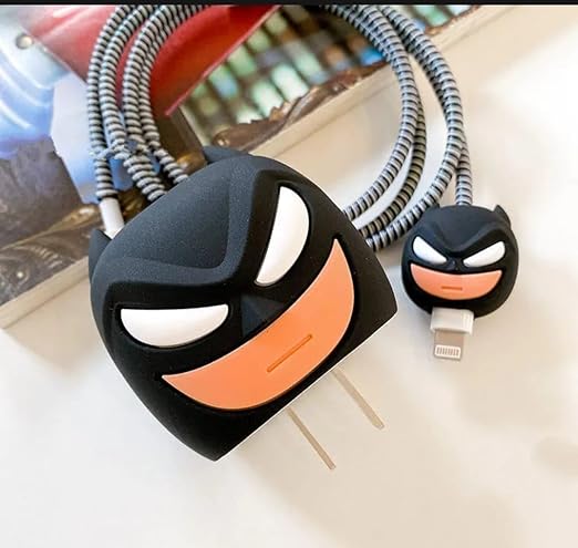 Black Batman Cute Iphone Charger Cover Protection Case (Silicone)