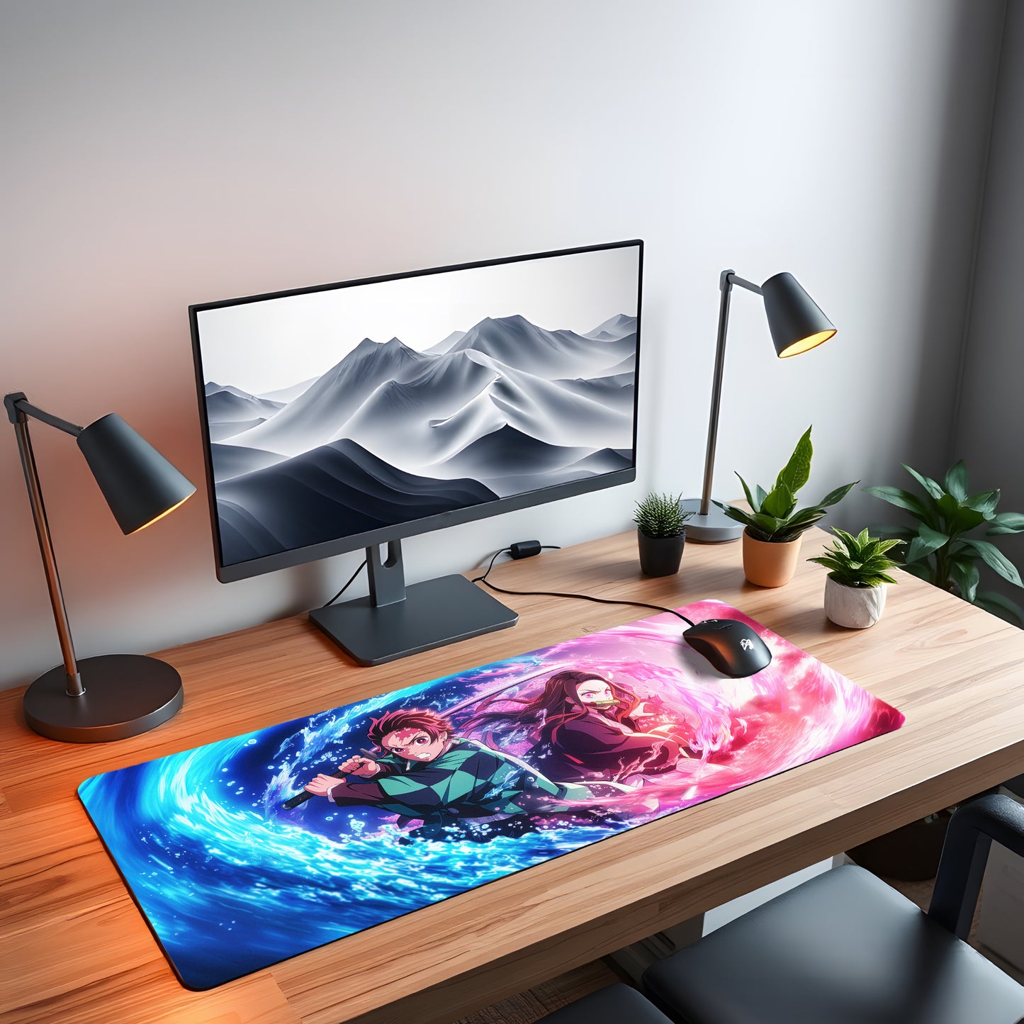 TANJIRO AND NEZUKO DUO DESK MAT (31 X 12 INCHES) - GAMING MOUSE PAD | RUBBER DESK MAT