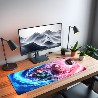TANJIRO AND NEZUKO DUO DESK MAT (31 X 12 INCHES) - GAMING MOUSE PAD | RUBBER DESK MAT