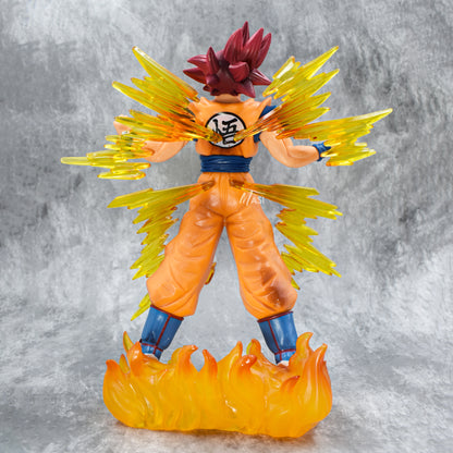 Dragon Ball Super Rose Goku Super Saiyan God Action Figure With Flame Stand - 20 Cm