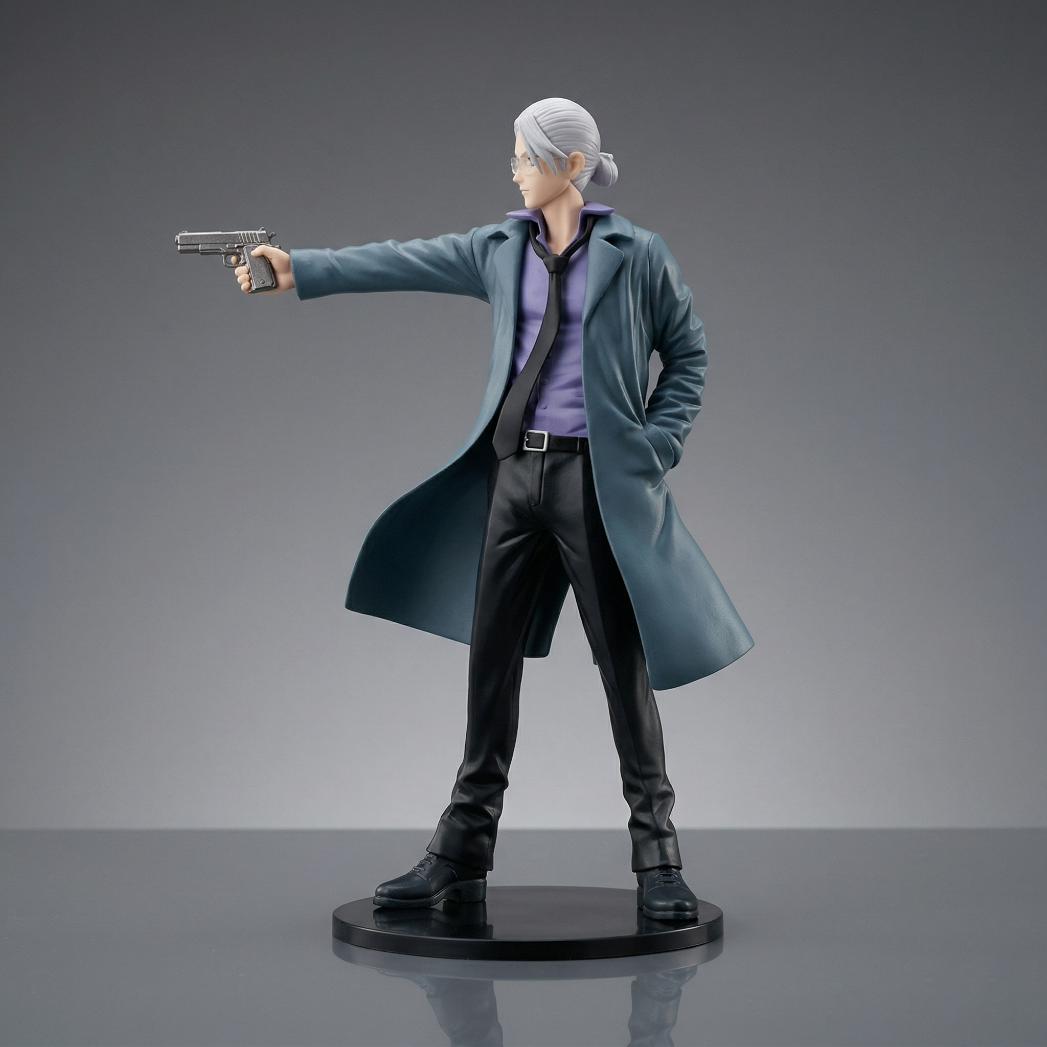 Sakamoto Anime Action Figure with Gun Pose | Premium Collectible Statue | Detailed Finish | Display Model for Fans