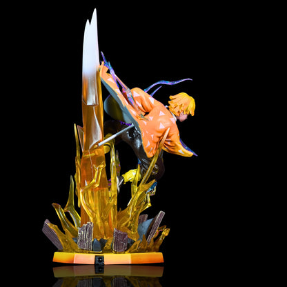 ZENITSU PREMIUM EDITION ACTION FIGURE WITH GLOWING EYES AND BRIGHT LED BASE (31 CM HEIGHT) - DEMON SLAYER