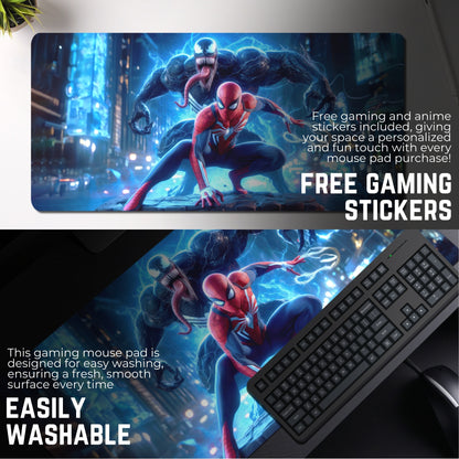 SPIDERMAN & VENOM MOUSE PAD (23 X 11 INCHES) - GAMING MOUSE PAD | RUBBER BASE DESK MAT