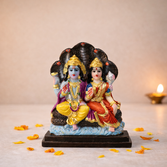 Lord Vishnu Lakshmi Idol on Sheshnaag - Premium Detailed Spiritual Murti