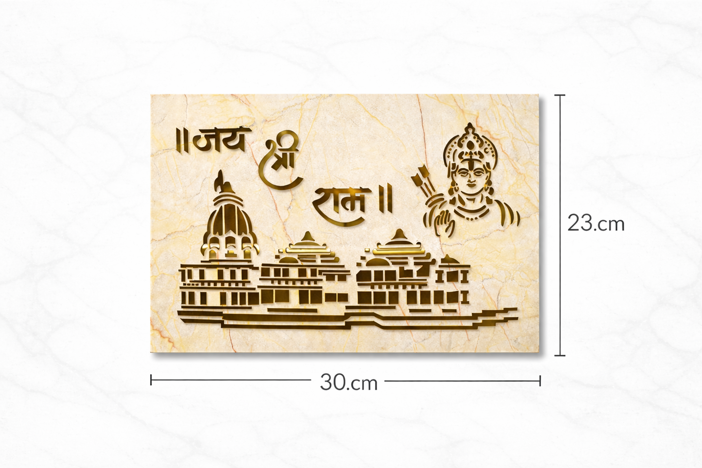 Jai Shree Ram Wall Décor - Premium Marble Finish Spiritual Wall Art for Home, Mandir & Living Room