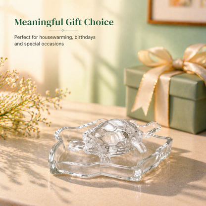 Crystal Glass Turtle Showpiece - Symbol of Good Luck, Stability & Prosperity | Premium Home & Office Decor