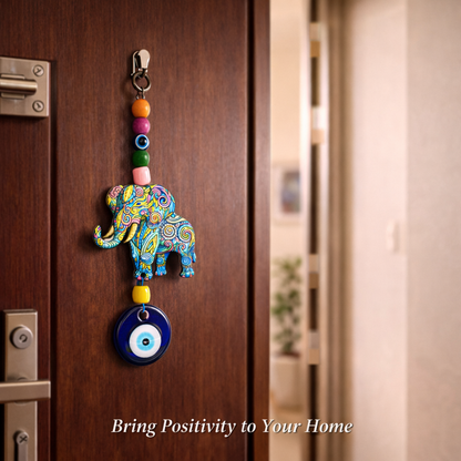 Elephant Evil Eye Hanging for Home Entrance - Good Luck & Protection Wall Decor
