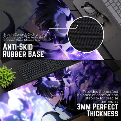 Solo Leveling - Sun Jinwoo Desk Mat (31 X 12 Inches) - Gaming Mouse Pad | Rubber Base Desk Mat