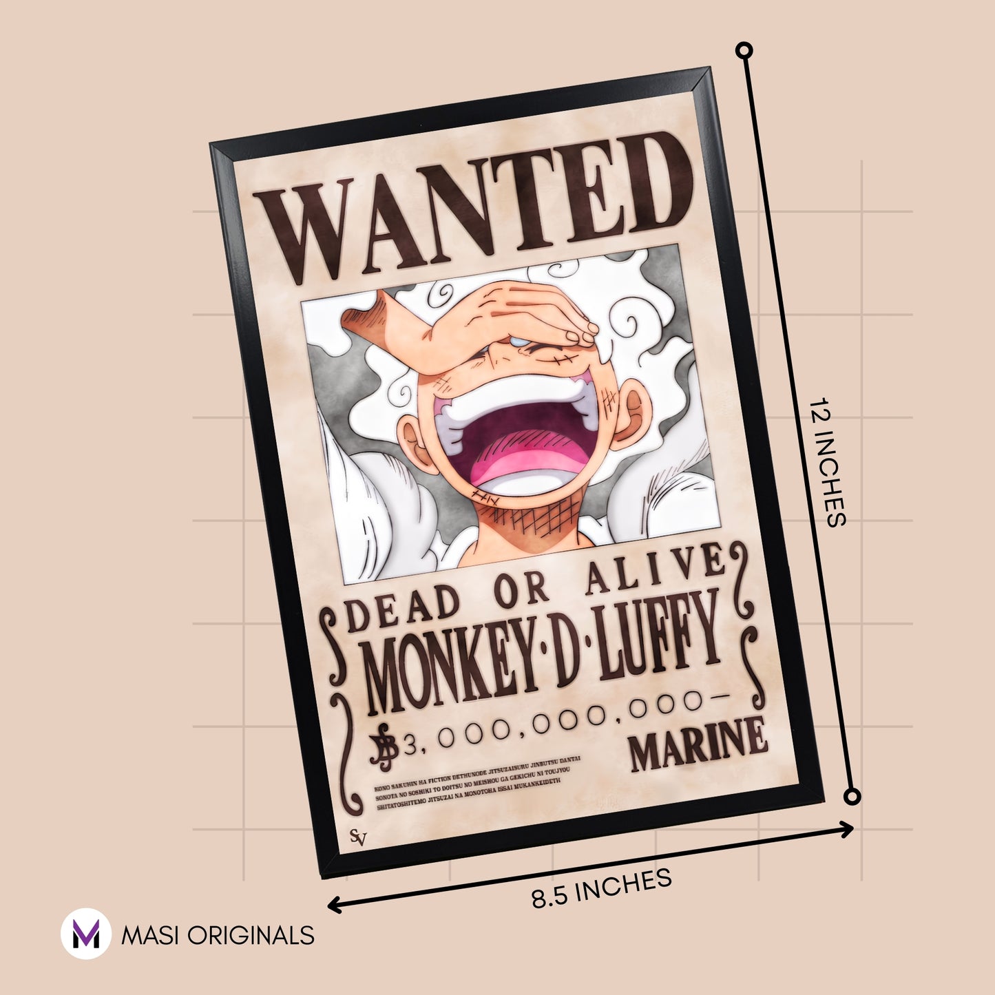 SUN GOD NIKA LUFFY GEAR 5 PHOTO FRAME (A4 SIZE) - ONE PIECE