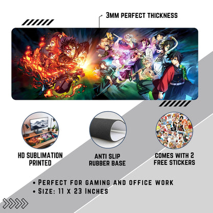 DEMON SLAYER INFINITY WAR DESK MAT (31 X 12 INCHES) GAMING MOUSE PAD | RUBBER BASE DESK MAT