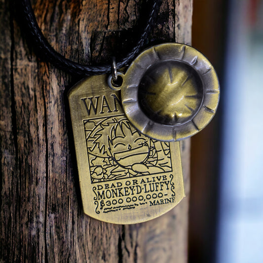 Monkey D. Luffy Wanted Metal Pendant Adjustable Necklace (Unisex) - One Piece