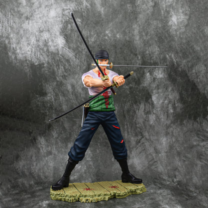 RORONOA ZORO THREE SWORD STYLE ICONIC ACTION FIGURE WIHT 2 REPLACEABLE HEADS (28 CM HEIGHT) - ONE PIECE